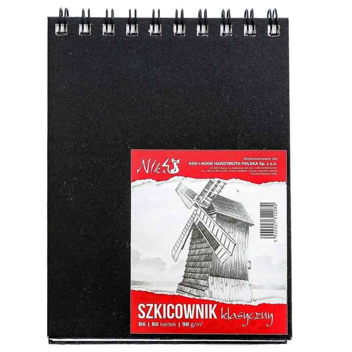 Caiet de schite cu hartie alba Niki, Koh-I-Noor, B6, 80 file, spira
