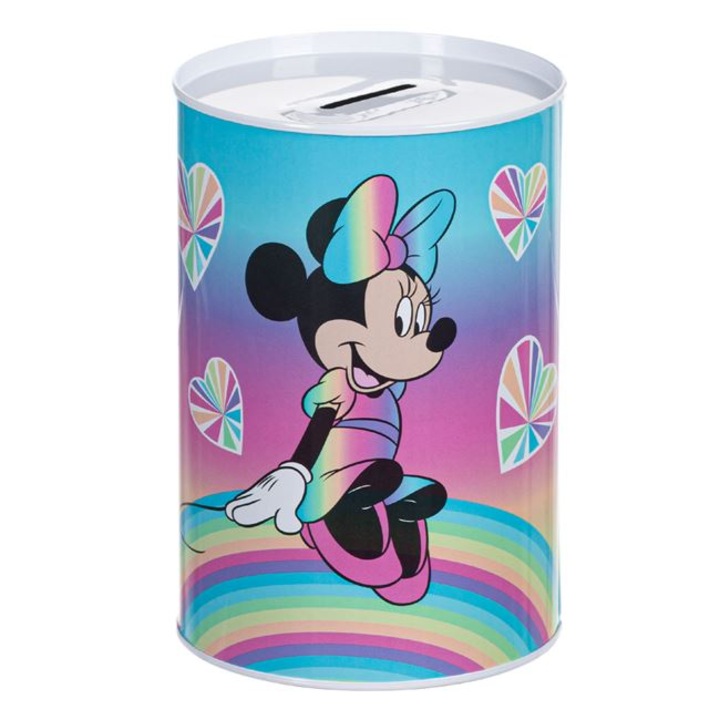 Zárt fém malacpersely Disney Minnie mintával, mérete 10x15cm, Többszínű