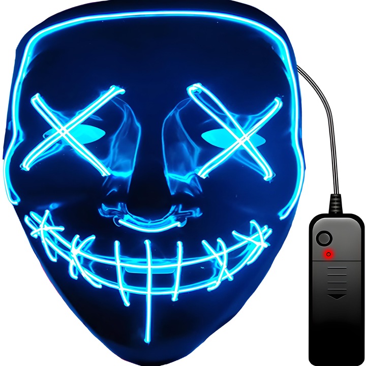 Masca de groaza purificatoare, iluminare LED, culoare albastra
