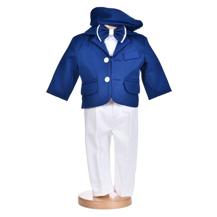 Costumas botez baietel, albastru inchis, 5 piese, 6 - 9 luni, Denikos® H012
