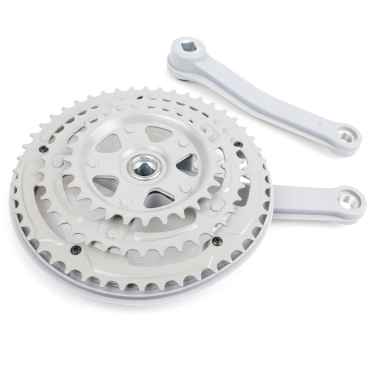 Angrenaj pedalier 3 foi, Otel, 48/38/28T, 170mm, Gri