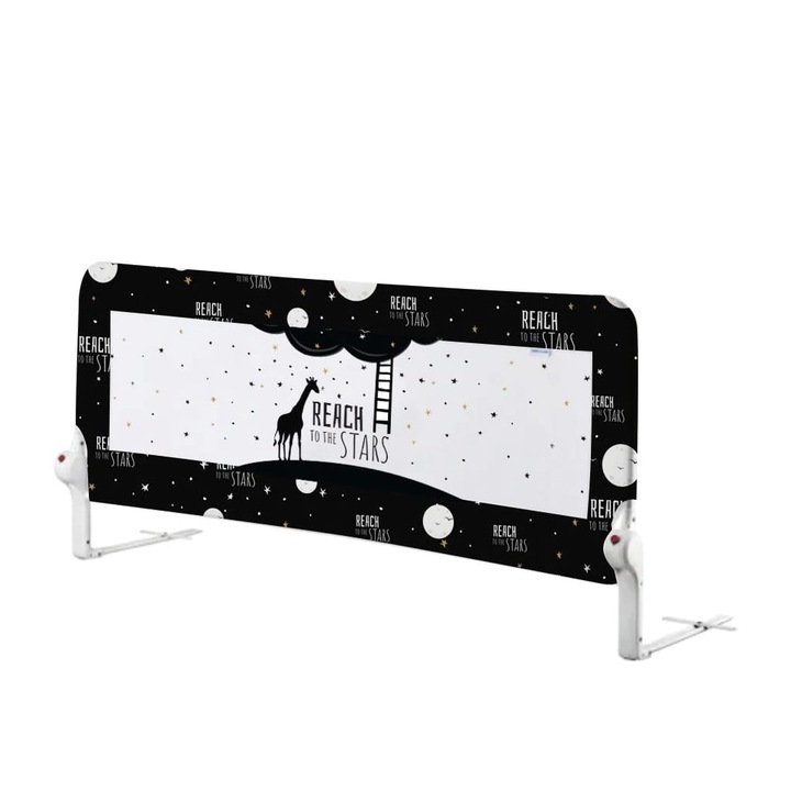 Bariera de protectie pentru pat, Guimo, 90x48,5 cm, Reach to the Stars, Decor Galaxie, Negru