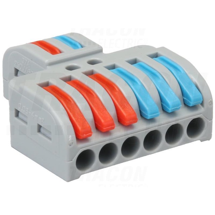 Nyitott csatlakozó, Tracon Electric, 8 x 0,5-4 mm, kék/piros