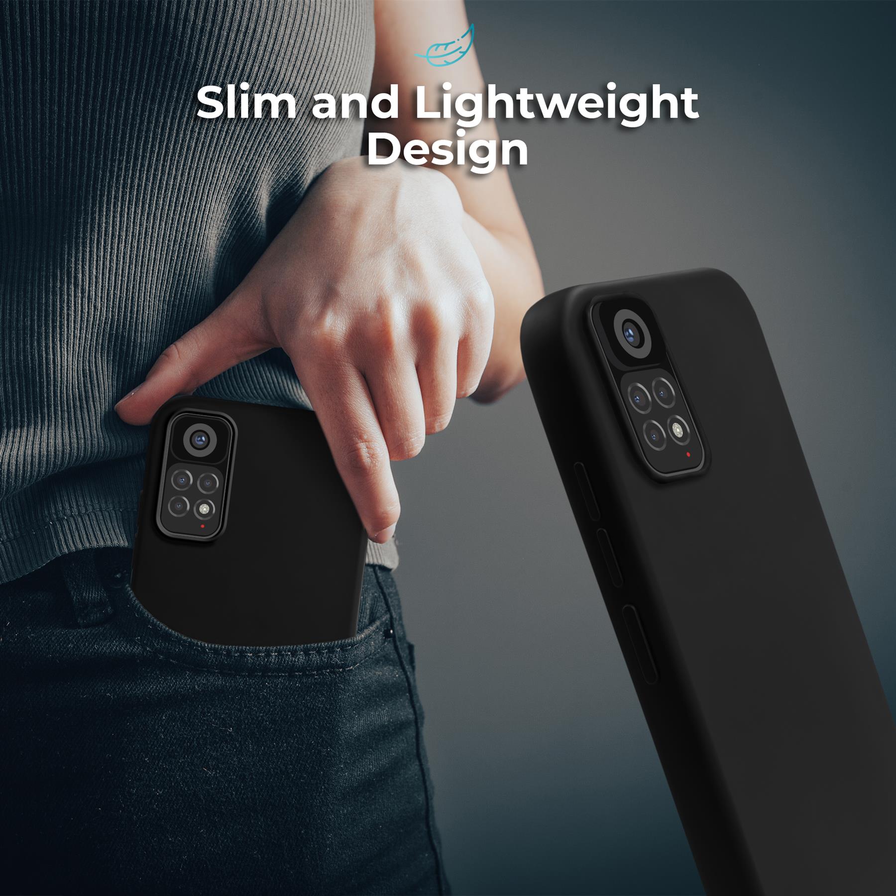 Husa din silicon premium, Moozy, pentru Xiaomi Redmi Note 11 Pro 5G, Xiaomi Redmi Note 11 Pro, Negru, interior din microfibra