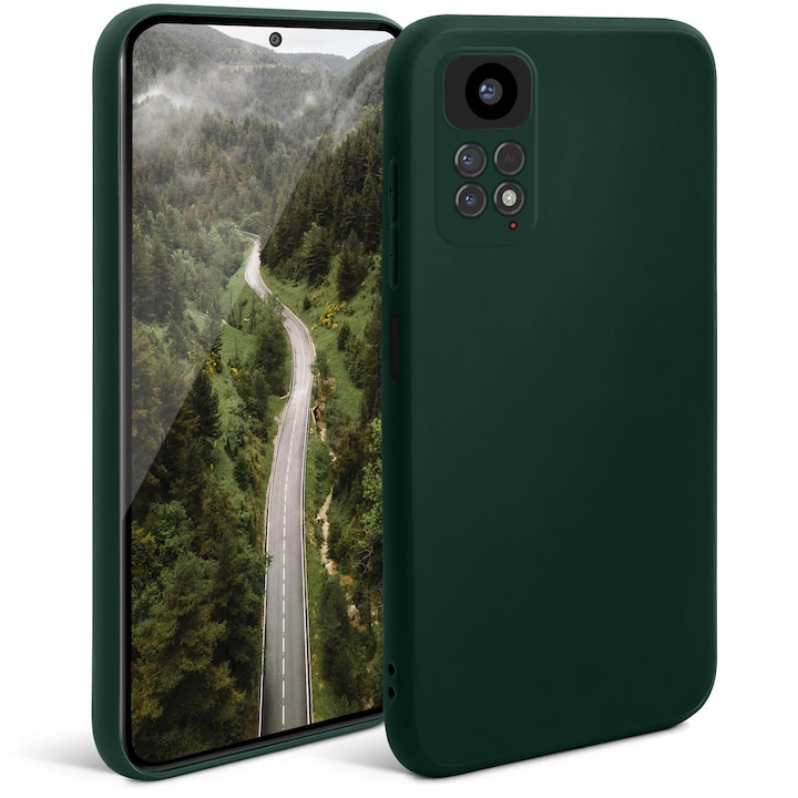 Калъф за телефон, Moozy, за Xiaomi Redmi Note 11 Pro 5G, Xiaomi Redmi Note 11 Pro, тъмно зелен, силикон