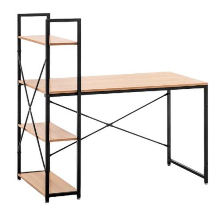 Birou cu rafturi, Fromm & Starck, MDF/Otel, 120x60x74 cm, Bej/Negru