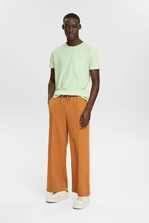 Esprit, Тениска с овално деколте и джоб, Светлозелен
