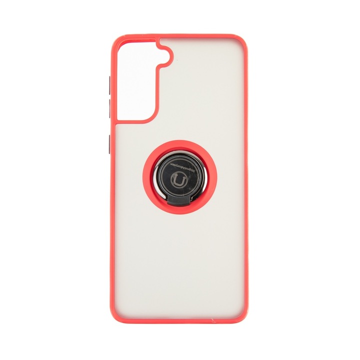Capac Protectie Spate Colectia Soft Shape With Ring Compatibil Cu Samsung Galaxy S21 Plus - Rosu