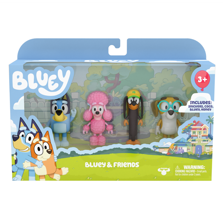 Комплект 4 фигурки Bluey - Bluey & Friends
