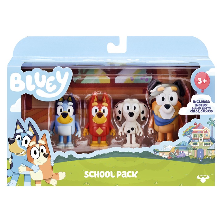Комплект 4 фигурки Bluey - Bluey at school
