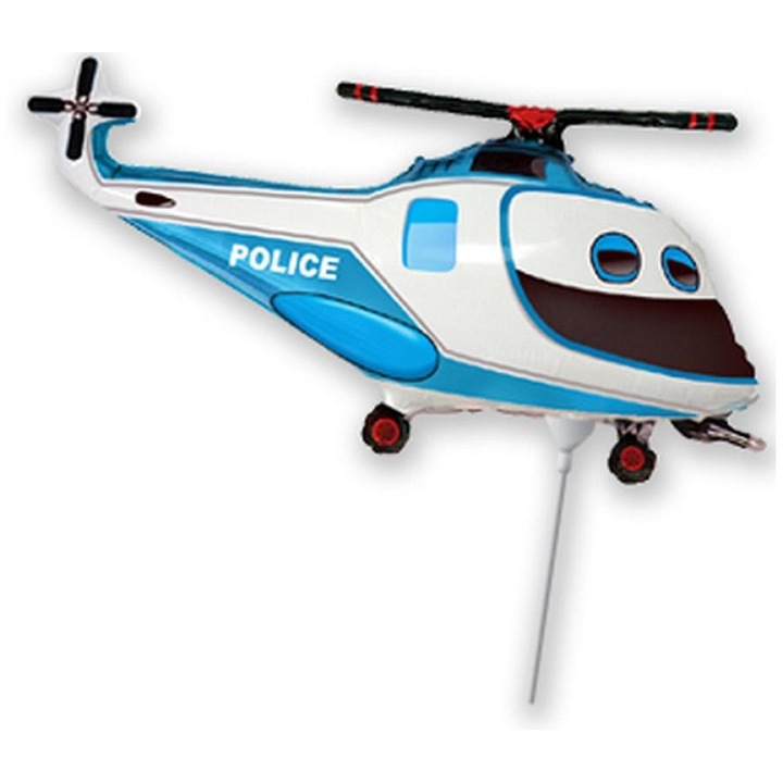 Police Helicopter Blue helikopter fólia lufi 36cm