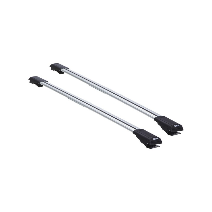 Set 2 bare transversale portbagaj KIA MOHAVE, 2020 - prezent, aluminiu, Turtle, Air-5 SHARK, Montare pe barele longitudinale, Antifurt, culoare argintiu