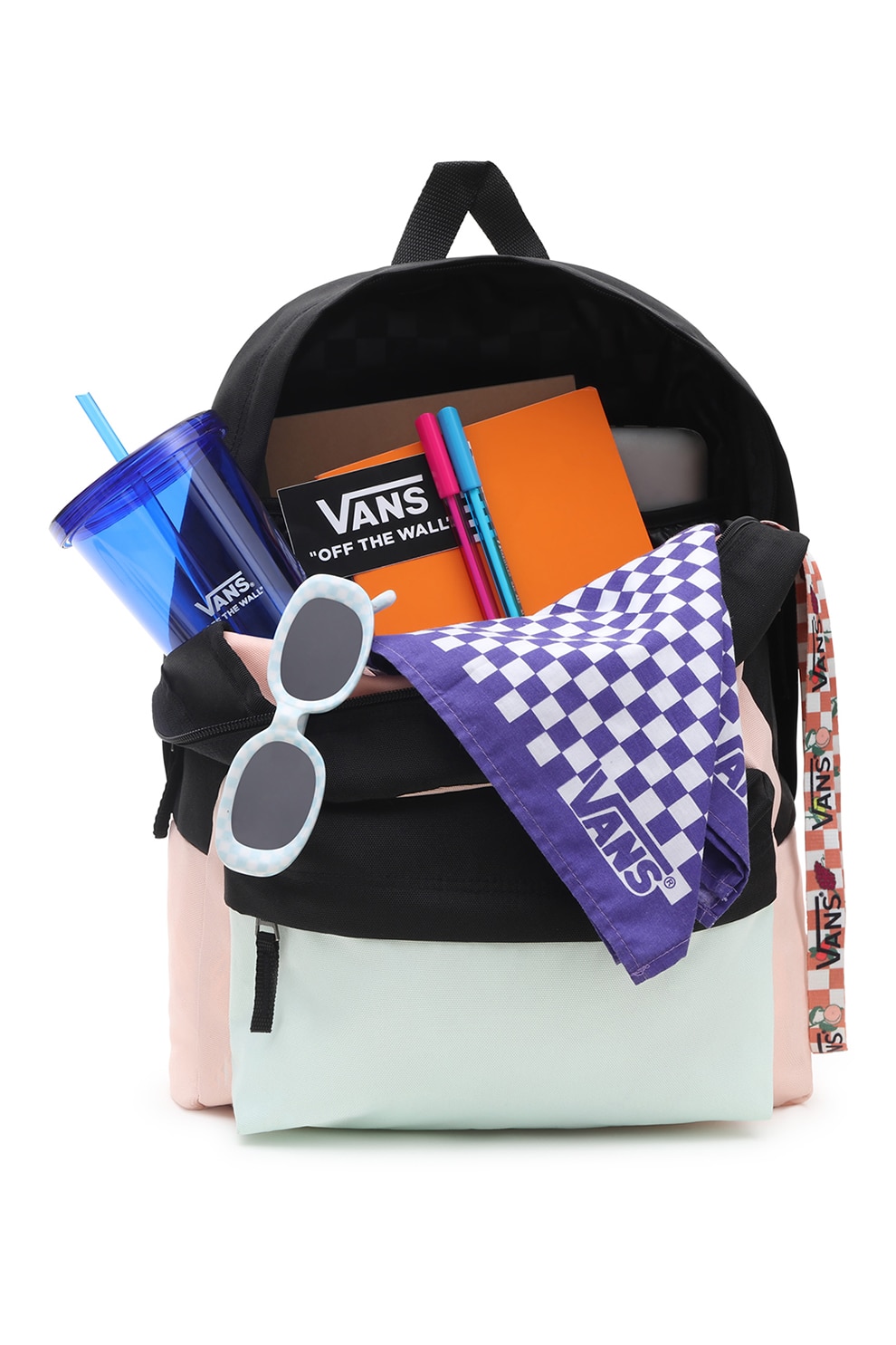 Vans, Раница Realm с цветен блок, Бял, Пастелнорозов, Черен - eMAG.bg
