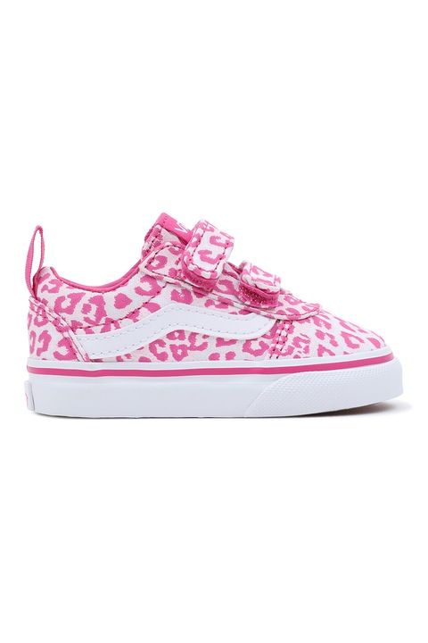 Vans, PAntofi sport cu velcro si animal print Ward, Roz/Roz pal