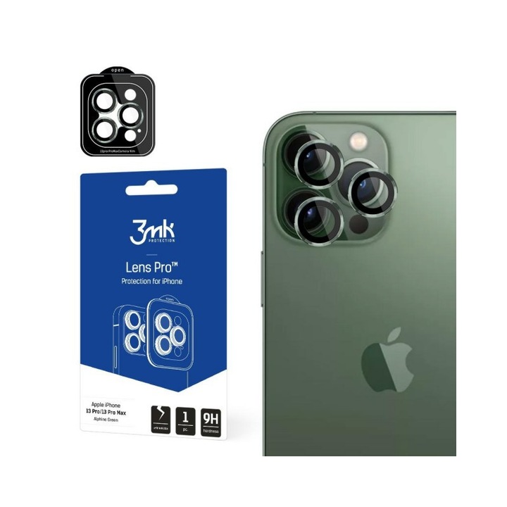 Biztonságos üvegfólia egyedi kamerához 3mk, kompatibilis iPhone 13 Pro / 13 Pro Max készülékkel, fekete
