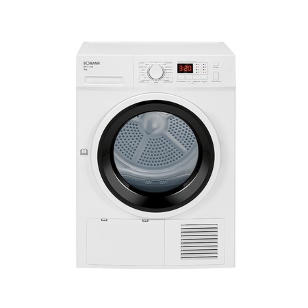 Uscator de rufe Bomann, WPT7150, cu pompa de caldura, clasa A++, optiune antisifonare, consum redus, capacitate 8 kg, 16 programe, timer, child lock, semnal acustic, display LED, protectie supraincalzire, filtru scame, alb