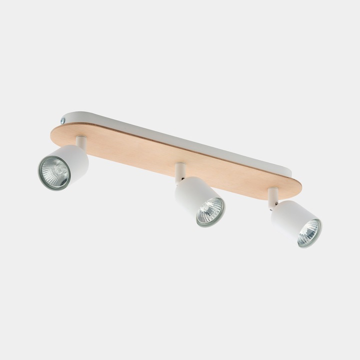 Плафон, TK-LIGHTING, Плафон, Метал/Дърво, GU 10, 3 FL, Бял/Бежов