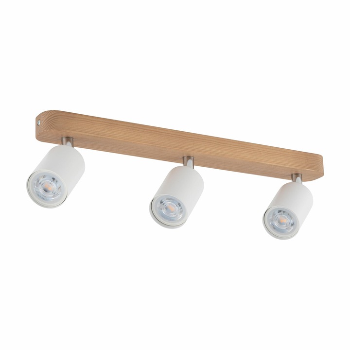 Plafoniera, TK-LIGHTING, De tavan, Metal/Lemn, GU 10, 3 FL, Alb/Bej