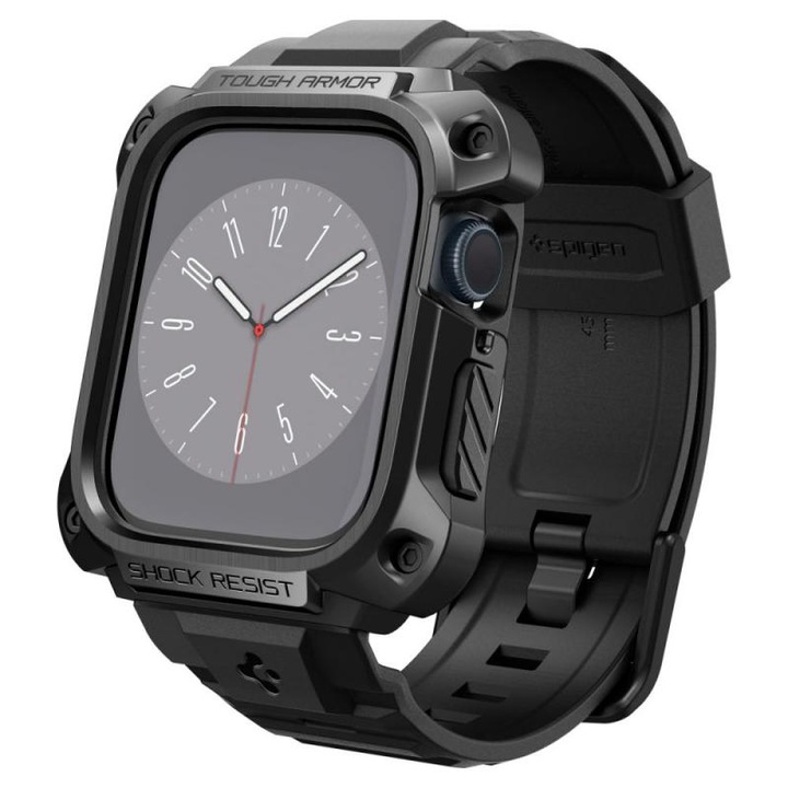 Кейс Spigen Tough Armor Pro за Apple Watch 7, 8 (45mm), с метална рамка, черен