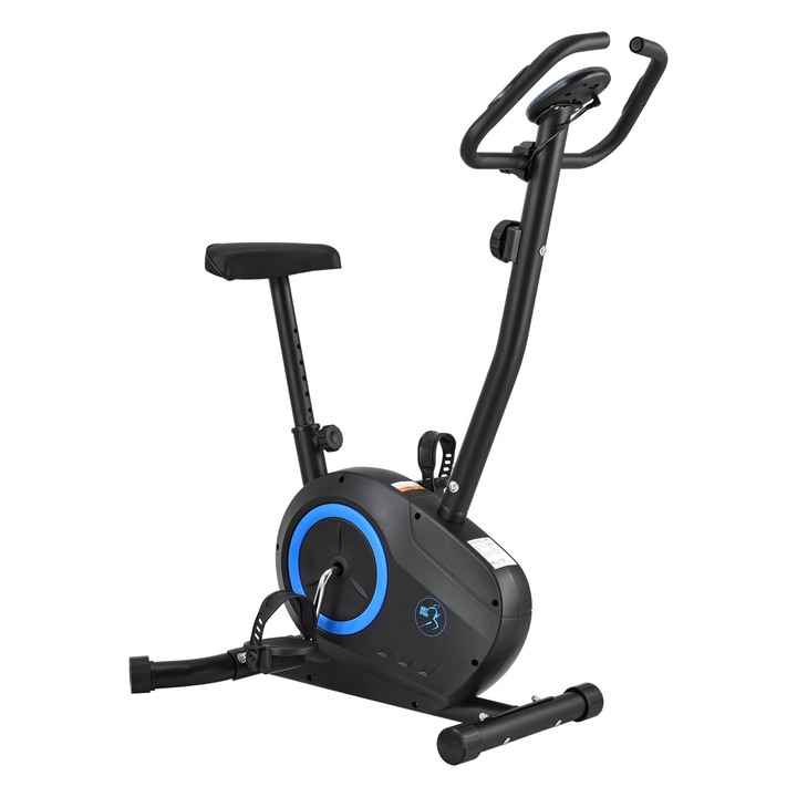 Bicicleta de antrenament Ergometru Rapidero, LCD display, volanta 5 kg, Negru/Albastru
