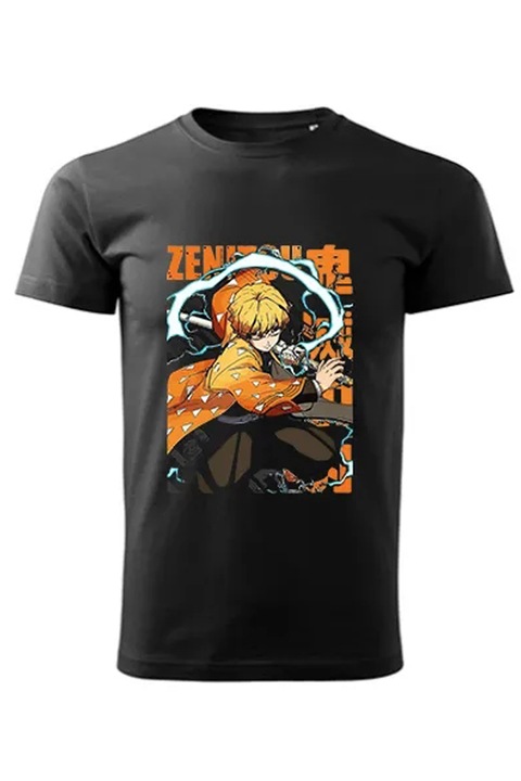 Zenitsu Demon Slayer férfi póló, Fekete, XS