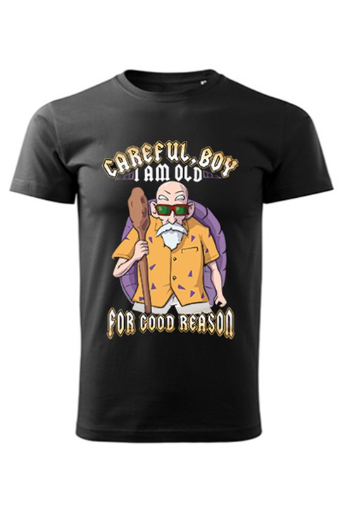 Roshi Dragon Ball férfi póló, Fekete, XS