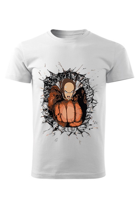 Saitama One Punch Man férfi póló, Fehér, XS