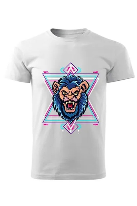 Oroszlánfejű férfi póló, Fehér, XS