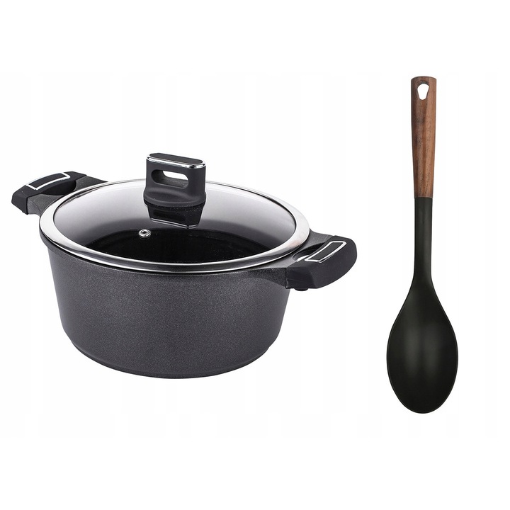 Set Cratita cu lingura Valdinox, Aluminiu, 4.3 l, Negru