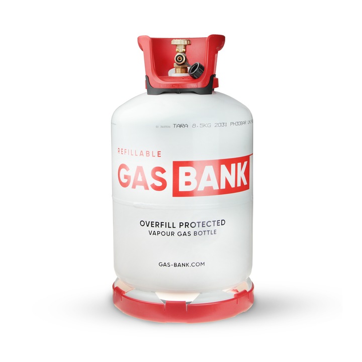 Butelie gaz, GasBank, 11Kg, Rosu/Alb