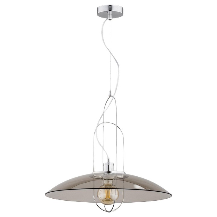 Lustra, Alfa, E27, 60 W, Metal/Sticla, Gri