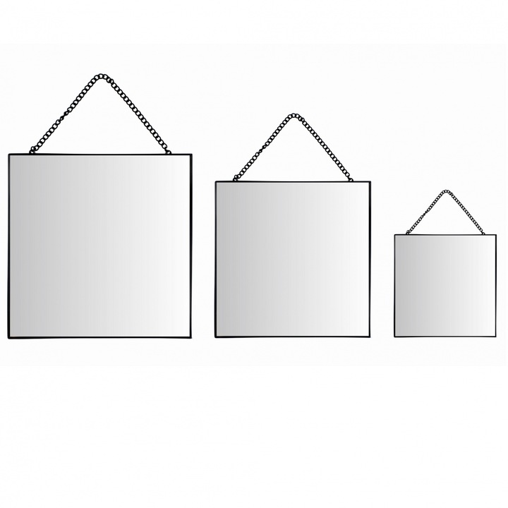 Oglinda patrata neagra - set 3 bucati 20/30/35cm