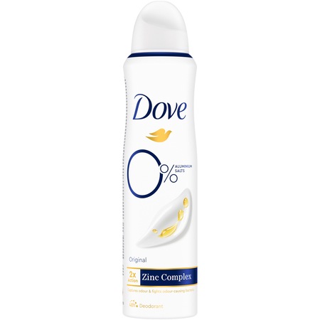 Дезодорант спрей Dove Original, 0% алуминиеви соли, 150 мл - eMAG.bg