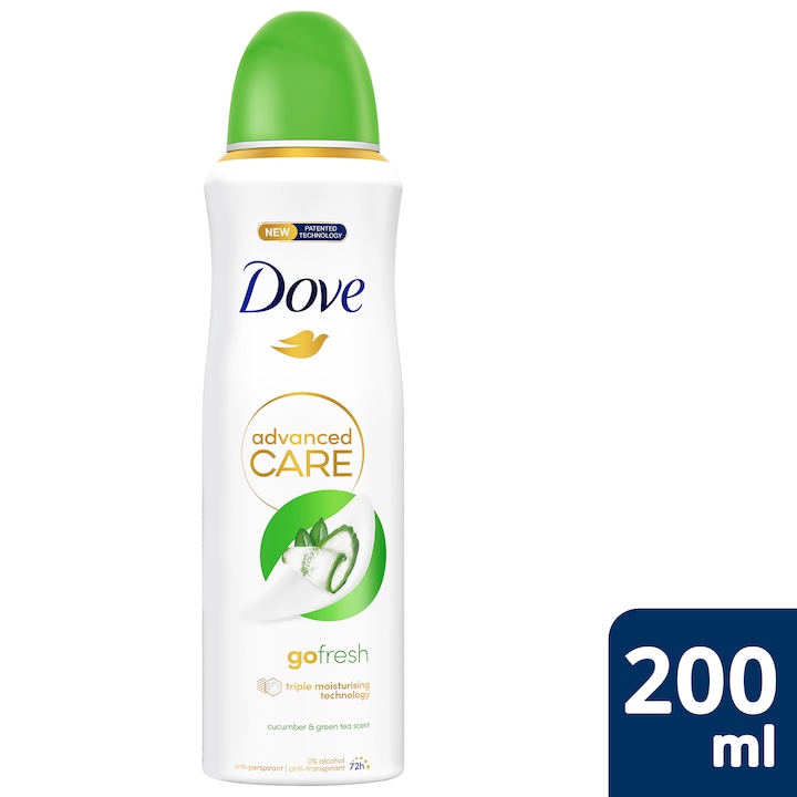 Dove Go Fresh uborka és zöld tea női izzadásgátló dezodor, 200 ml