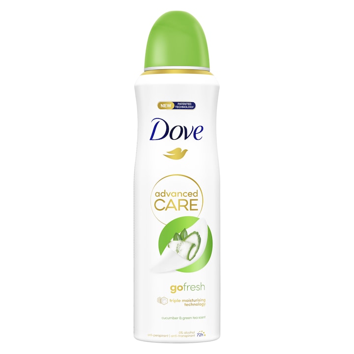 Дезодорант Dove Advanced Care Spray, Краставица и зелен чай, 200 мл