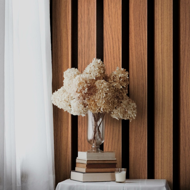 Tapéta fali dekoráció fa lécek 3D barna, fa modell 53cm x 300cm Vlies, Modern dizájn