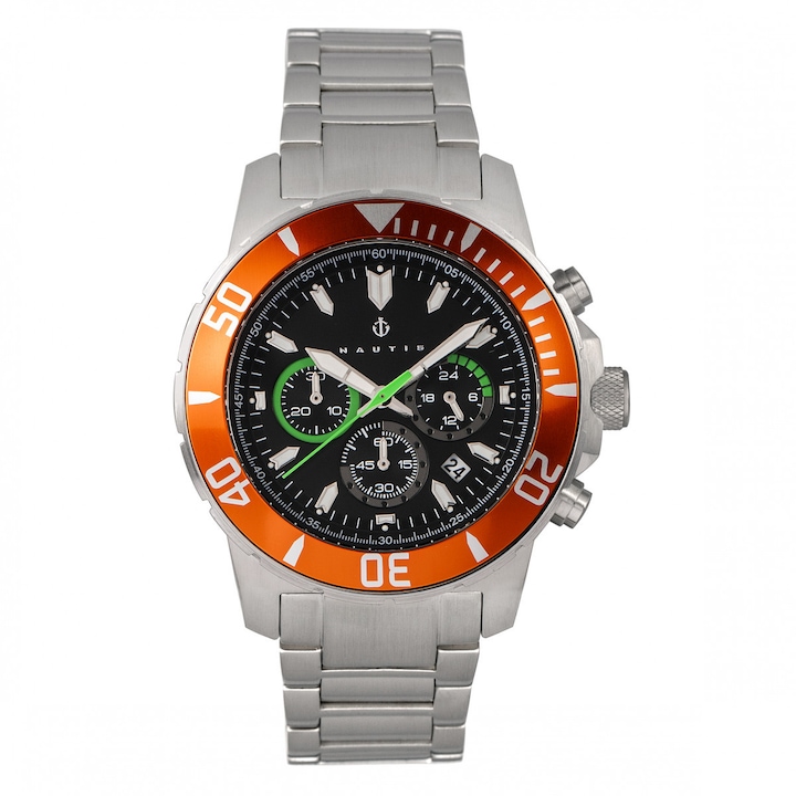 Хронографски часовник Dive Chrono 500 с гривна от неръждаема стомана, Nautis, Многоцветен