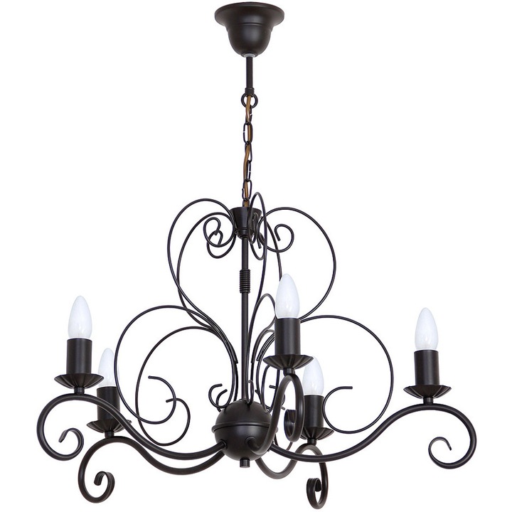 Candelabru Luminex, Mauro 5781, Metal, 5 x E14, 70 x 62 x 62 cm, Negru