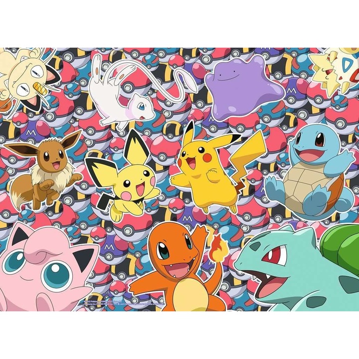 Ravensburger - Puzzle Pokemon gata de lupta 100 piese XXL - 33.5 x 23.1 x 3.7 (lungime x inaltime x latime), Unisex, 6 ani +