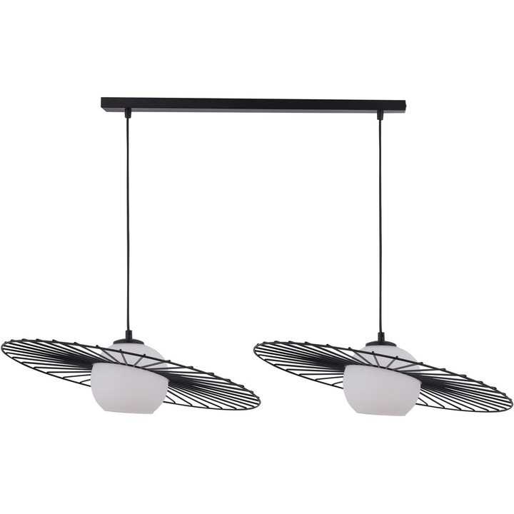 Lustra Sigma, GOL, Otel/Sticla, 2 x E27, 70 x 100 x 50 cm, Negru/Alb