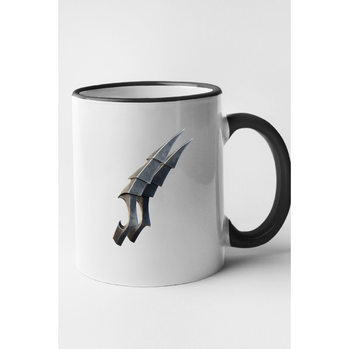 Cana personalizata cu imprimeu Fortnite - Yautja Wristblades Pickaxe, Ceramica, 330 ml, Maner si interior Negru