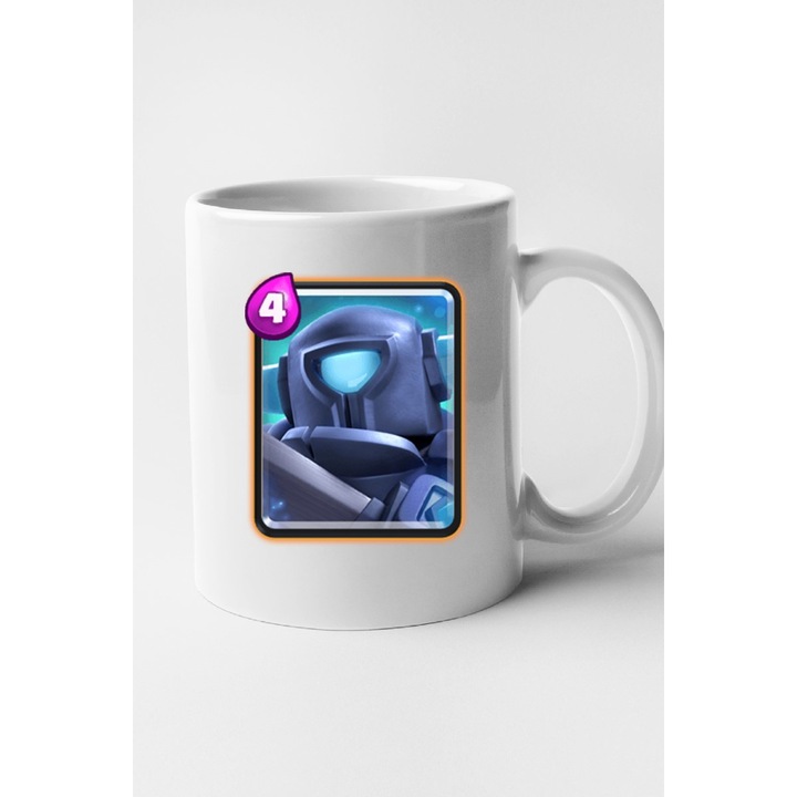 Cana personalizata cu imprimeu Clash Royale - Mini P.E.K.K.A, Ceramica, 330 ml, Maner si interior Alb