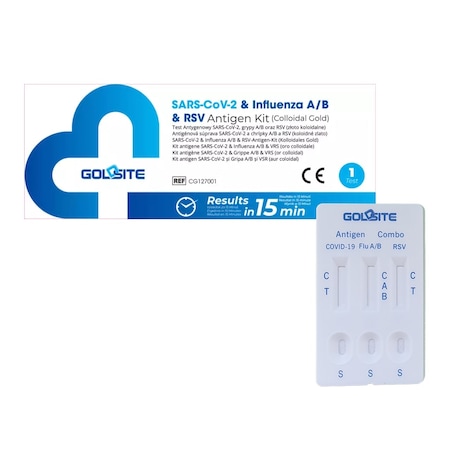 Test Rapid Antigen, Combinat, 4 in 1, Gripa A+B, Covid-19 si RSV, GoldSite, Nazal, pentru Uz Profesional
