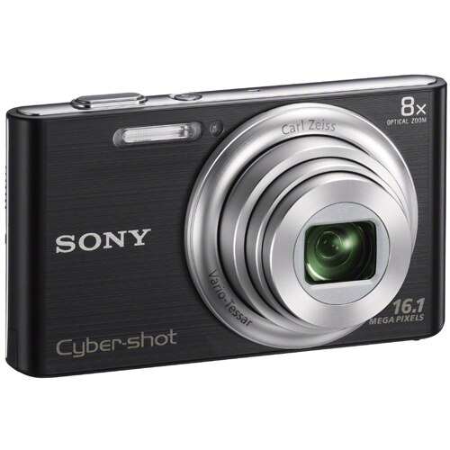 Aparat foto digital Sony DSC-W730, 16MP, Black + Card SD 4GB, Husa