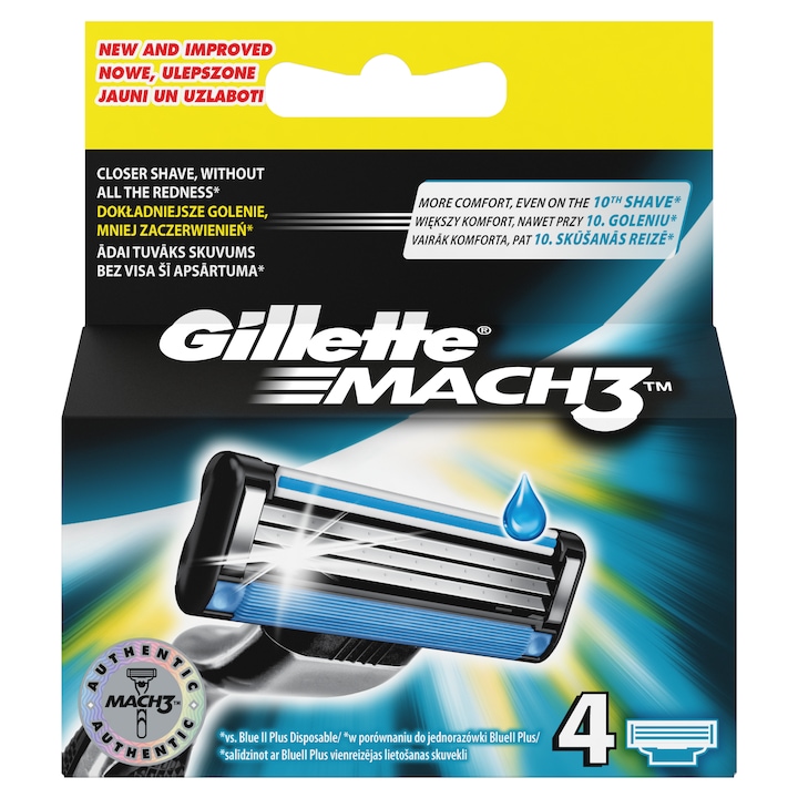Gillette Mach3 pótfej borotvához, 4 darab