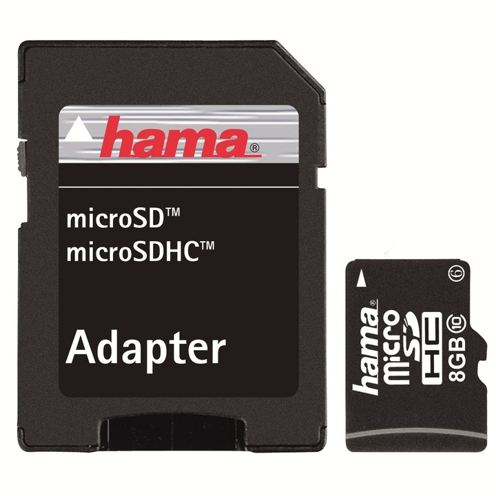 Карта памет Hama Micro-SDHC 8GB, Class 10 + Адаптер