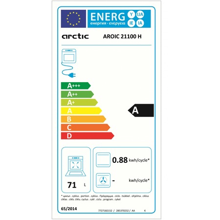 Cuptor incorporabil Arctic AROIC21100H, Electric, Timer, Autocuratare Aqua Drop Clean, 71 l, Clasa A, Inox