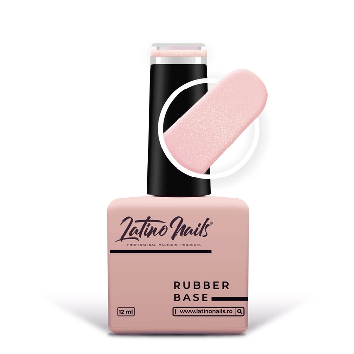Gel pentru unghii Rubber Base Bridal Shimmer, Latino Nails, roz, 12 ml