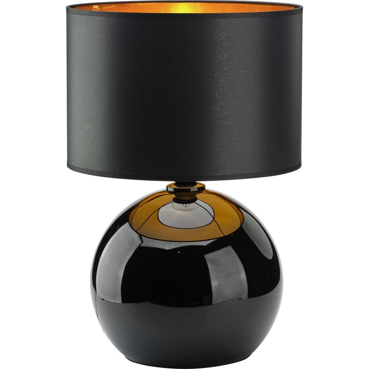 Нощна лампа, TK-Lighting, Стъкло/Метал, E27, Черен/Златен
