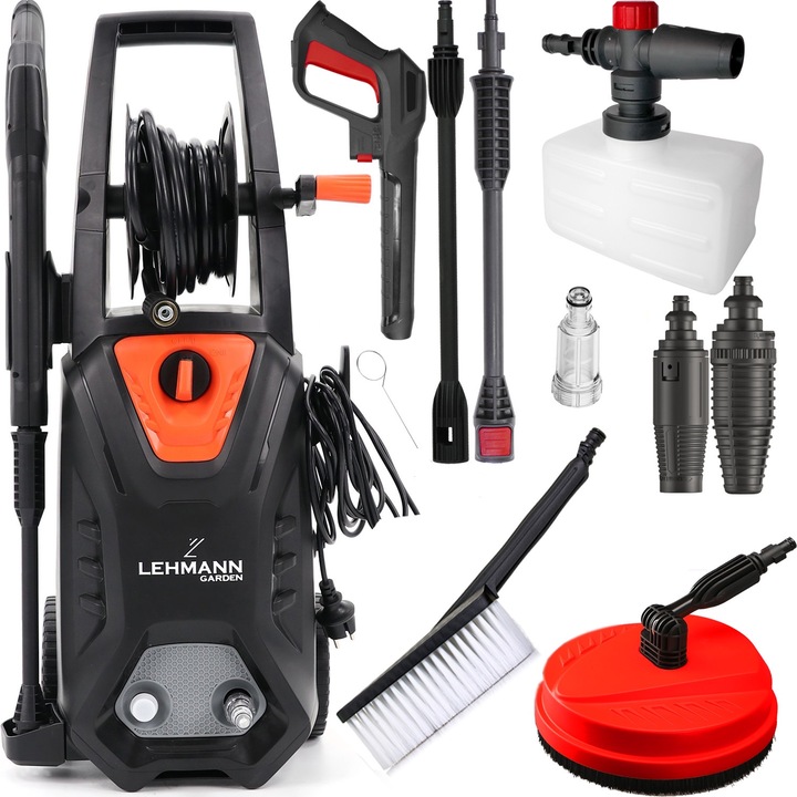 Aparat de spalat cu presiune, Lehmann Hudson, Alimentare La retea, 1800 W, 145/220 bar, 450 l/h, Negru/Portocaliu